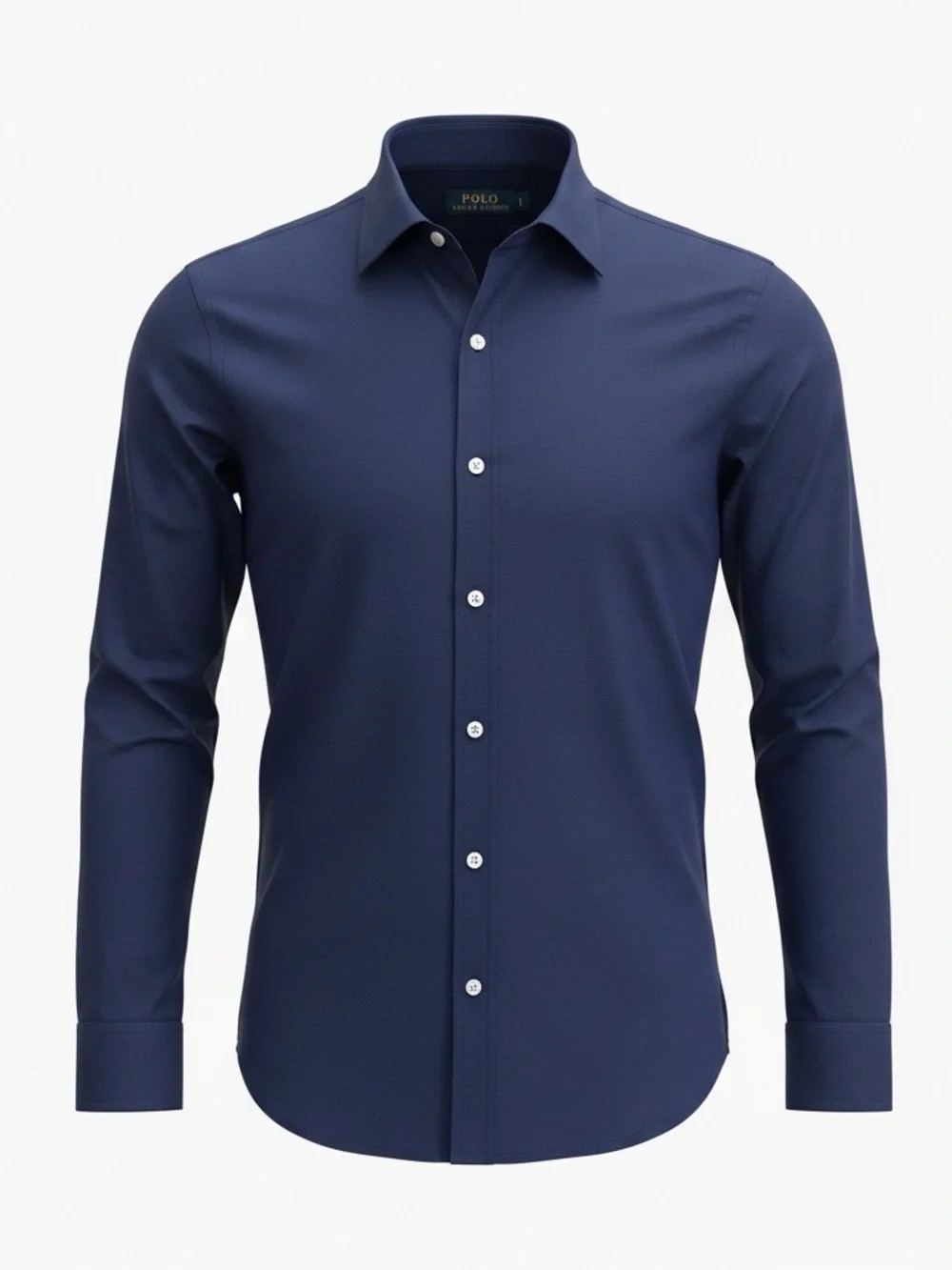 Polo Ralph Lauren Men's Classic Navy Smooth Cotton Dress Shirt Size Large